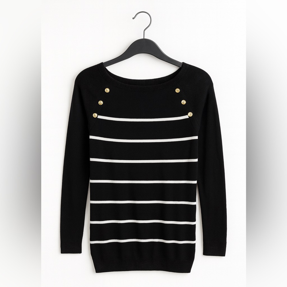 Charter Club Black and White Striped Sweater